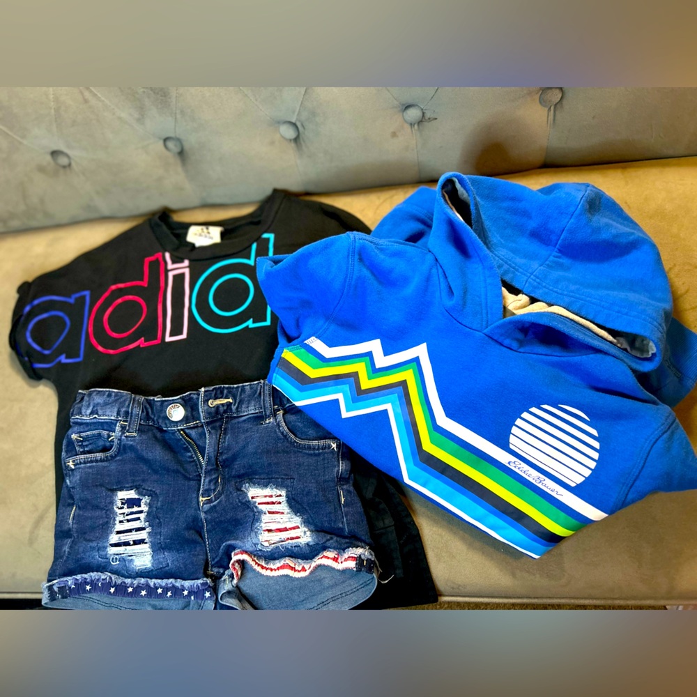 3 PIECE BUNDLE! all size 10/12. Adidas, Justice, Eddie Bauer